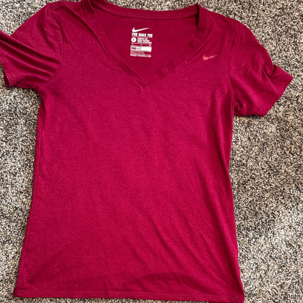 Nike Women's Short Sleeve V-Neck Tee - Deep Red